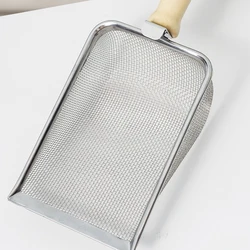 Caídas para gatos Herramienta de pala de arena para gatos de metal, pala de acero inoxidable para arena hinchada para patatas