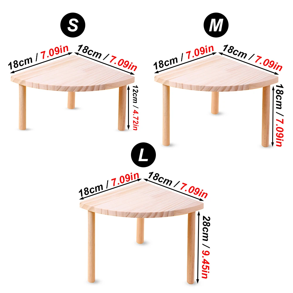 Tabla de salto con plataforma en forma de abanico de madera, jaula para paisajismo para animales pequeños, mascotas, hámster, ratones, accesorios (sin escaleras), 1 ud. - imagen 3