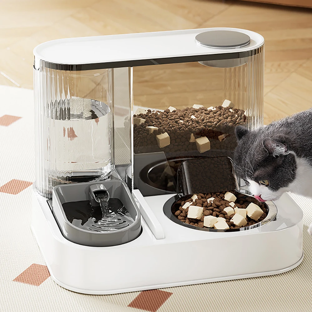 Alimentador automático 2 en 1 para mascotas, dispensador de agua para gatos, bebedero de agua de gran capacidad, recipiente de almacenamiento de alimentos para mascotas, accesorios para perros y gatos