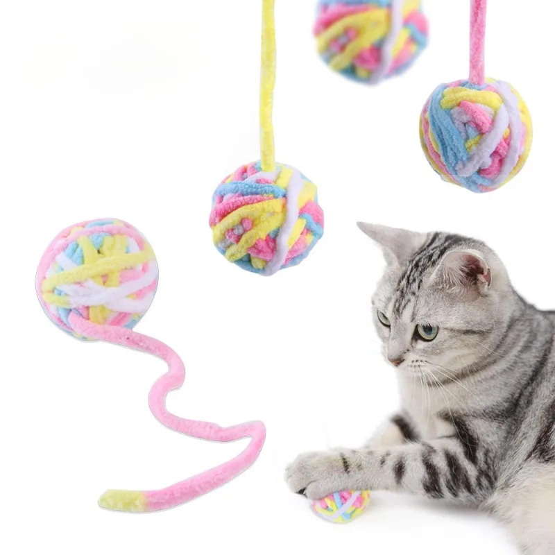 Juguete de peluche para Gato, juguetes interactivos para masticar y provocar con campana, bolas de colores para gatitos, suministros para gatos, 2 uds. - imagen 3