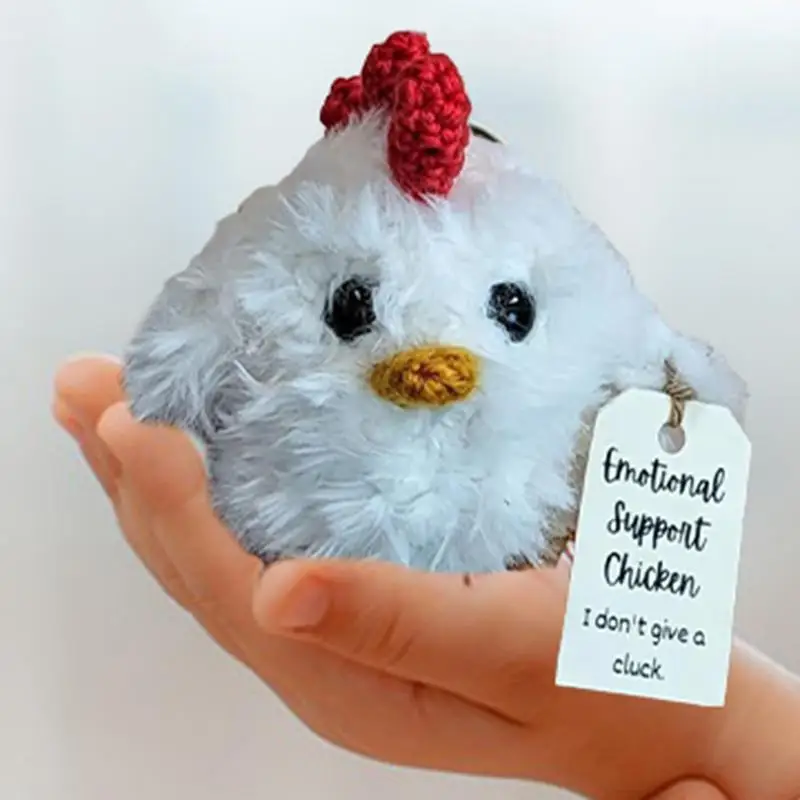 Pollo positivo tejido, muñeca de soporte emocional, estatuilla de pollo pequeño, figuras de animales de peluche coleccionables con positivo - imagen 4