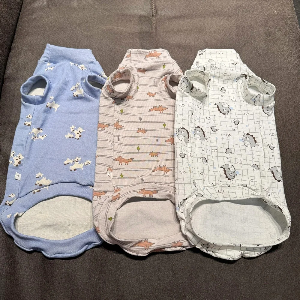 Ropa para cachorro en primavera dibujos animados animal print camiseta de algodón de manga corta para gato sphynx abrigo azul de verano para Devon Rex - imagen 2