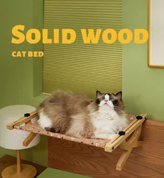 Hamaca de ventana para gatos grandes – Roble macizo ajustable