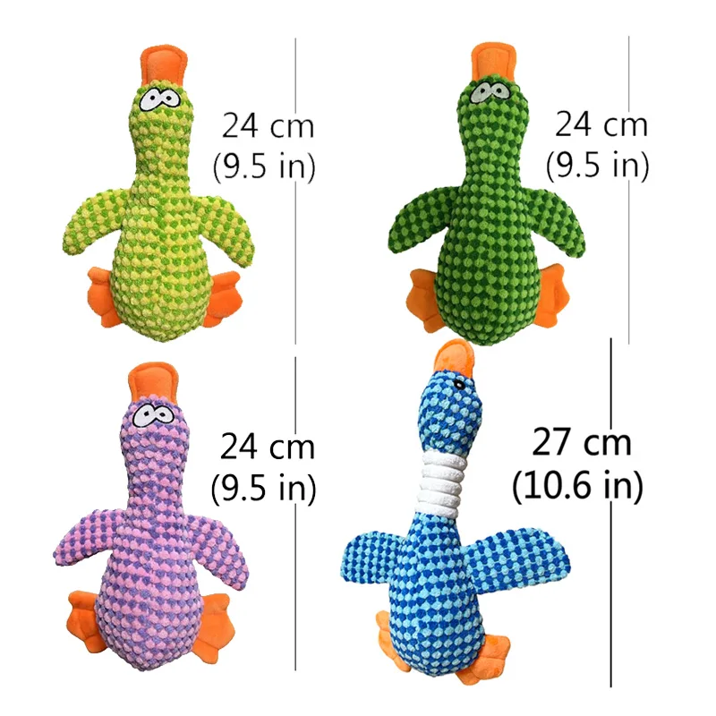 Divertido juguete de peluche para perros con forma de pato, mascotas interactivas, juguetes chirriantes para perros pequeños y grandes, suministros para jugar al aire libre - imagen 2