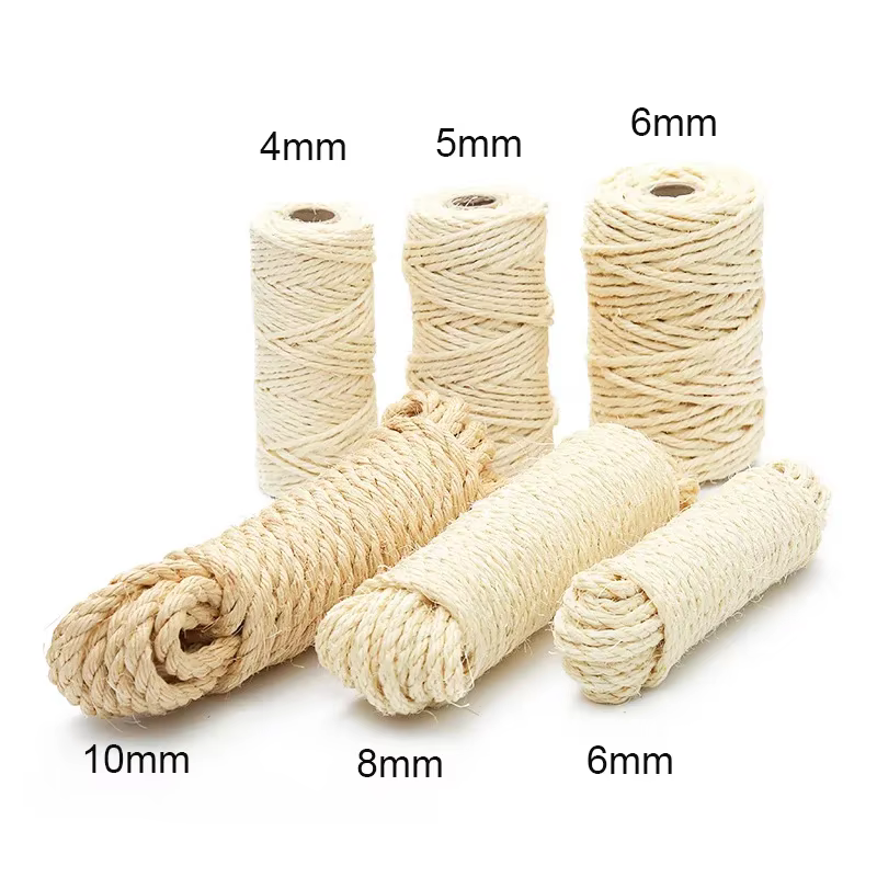 Cuerda de Sisal Natural para árbol de gato, poste rascador para gatos, cuerda de repuesto de Sisal para proteger el sofá, rascador de gatos, juguete para gatos - imagen 3