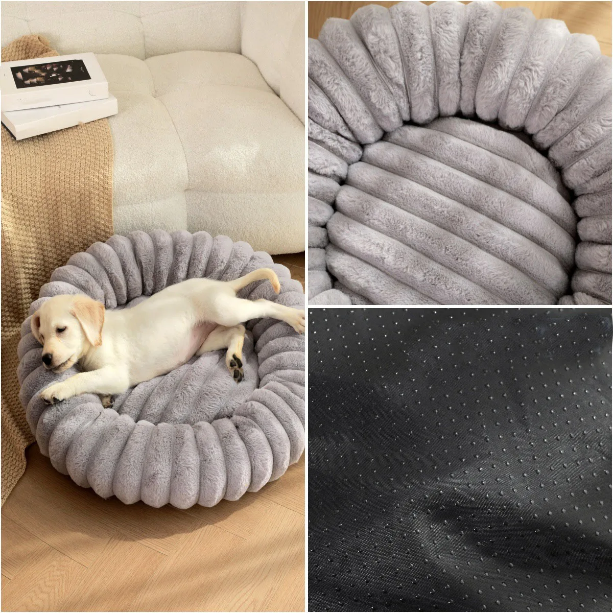 Cama nido redonda con diseño de calabaza, cesta para dormir acogedora de lana para perros pequeños, suministros, sofá esponjoso para mascotas, casa, gatos, camas para perros # 40cm-60cm - imagen 3