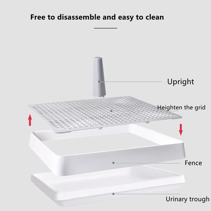 Inodoro portátil para mascotas, bandeja de plástico con columna para entrenamiento en interiores, fácil de limpiar, caja de arena para perros y gatos pequeños, suministros para mascotas - imagen 3