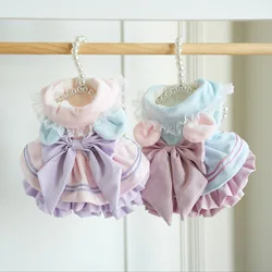 Vestido con lazo de felpa otoño-invierno para gatos y perros pequeños