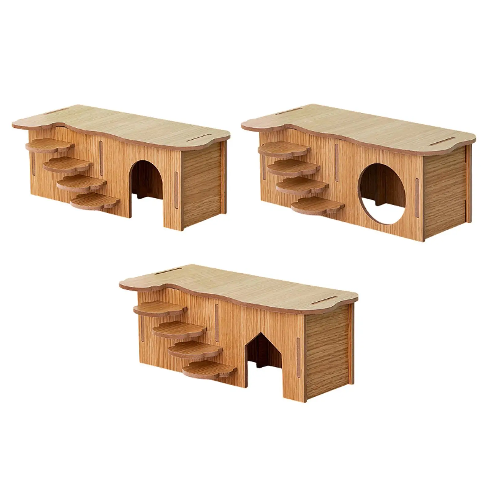 Hamster House Cabin Platform Wooden Hide Hut for Lemmings Chinchilla Gerbils