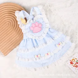 Vestido de encaje azul con tirantes para perros y gatos - Primavera