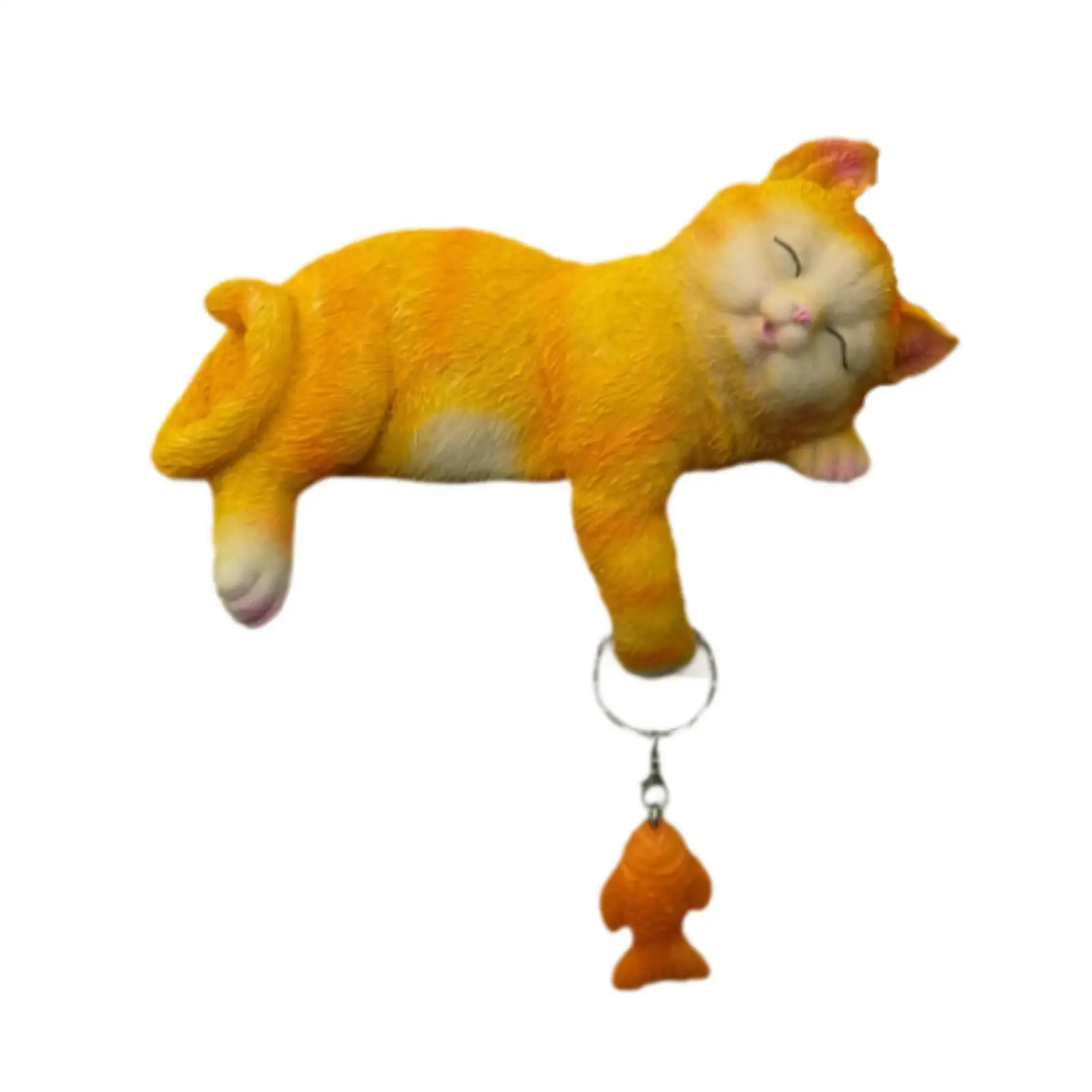 Sleeping Cat Garden Statue Lawn Ornament Indoor Animal Sculpture Resin Kitty Figurine for Outside Porch Flowerbed Party Planter