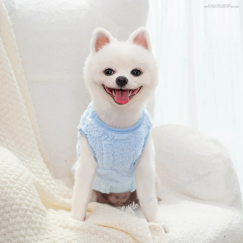 Ropa de invierno para perros, chaleco de lana Bichon Pomerania, chaleco para perros pequeños, chaleco para gatos de otoño e invierno, disfraz para mascotas, traje para cachorros, venta al por mayor - imagen 4