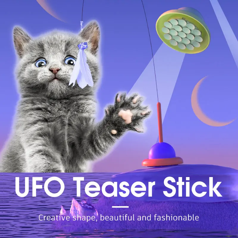 Juguetes interactivos para gatos, juguete divertido para rascar, potente ventosa de mano con pluma para gatito, Ejercicio en interiores - imagen 4