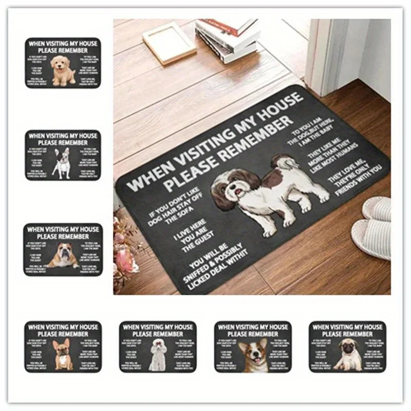 Felpudo de bienvenida para perros, alfombra decorativa antideslizante para la entrada del hogar, Shih Tzu