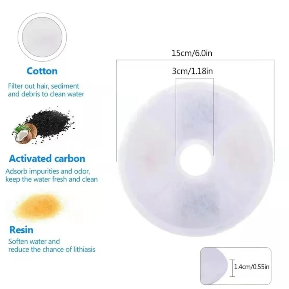 Reemplazo de filtros de carbón activado, filtro automático de fuente para beber para mascotas, fuente para beber de agua para perros, 15 cm - imagen 4