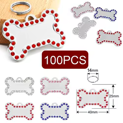 Placas de identificación para perros con forma de hueso, zinc chapado