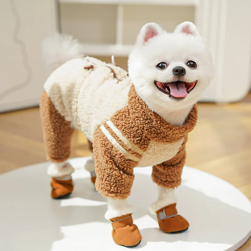 Ropa gruesa de lana para perros, mono cálido con cremallera para invierno, disfraz para perros pequeños y medianos, pelele para perros Chihuahua Yorks, monos XXL - imagen 4