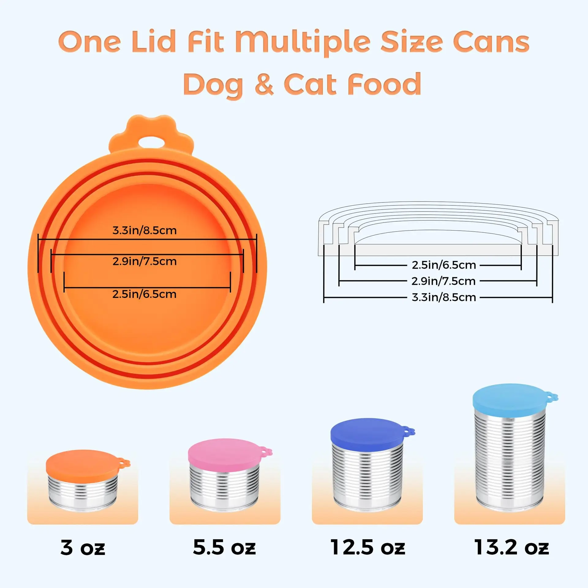 2 Tapas Reutilizables para Latas de Comida de Mascotas, Portátiles, para Perros y Gatos. Cierre Hermético. Mantienen la Comida Fresca. - imagen 3