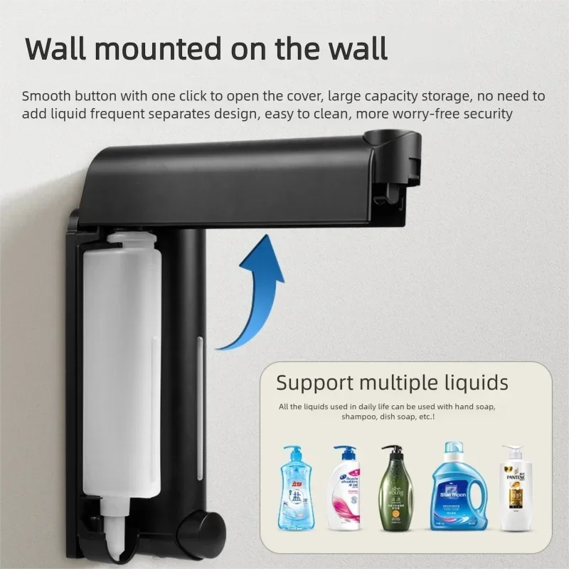 Dispensador de jabón líquido Lamgool, dispensador de jabón de ducha montado en la pared de 420Ml, dispensador de detergente en Gel de ducha para accesorios de baño - imagen 4