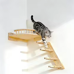 Pasos de madera maciza montados en la pared y cuerda de Sisal, entrenamiento de garra de gatito, muebles de interior para gatos, cuerda de escalada para gatos