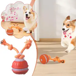 Pelota interactiva para perros con cuerda y movimiento en interiores