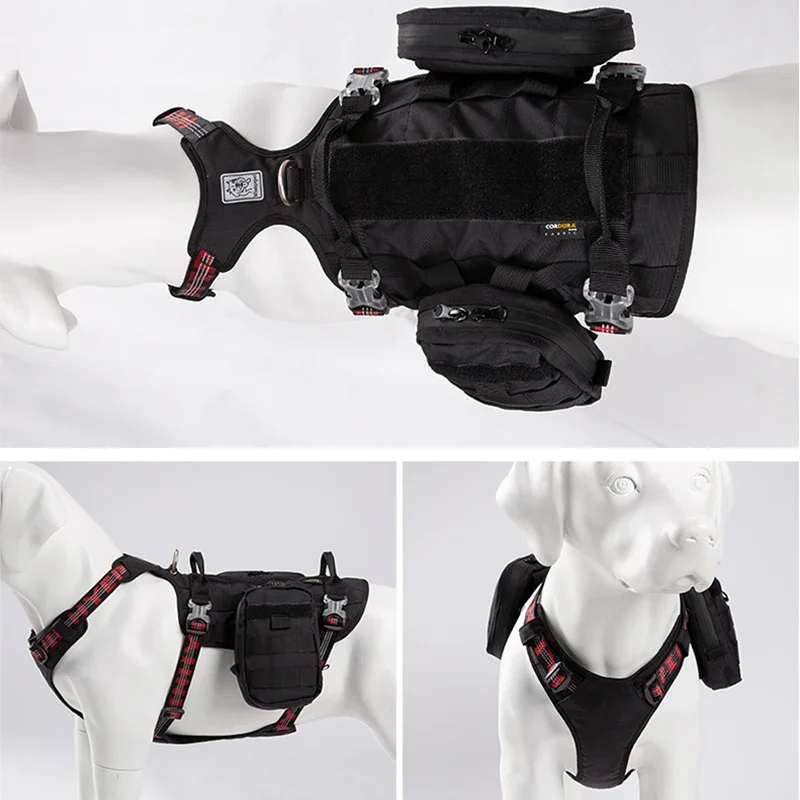 Winhyepet Tactical Dog Harness with Backpack 3M Reflective Sport Tactical Chest Set For Medium and Large Dogs Accessories - imagen 2
