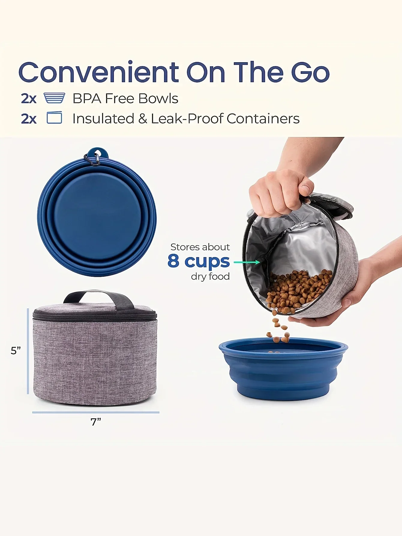 Juego de bolsas de viaje para perros grandes, 6 uds., aprobadas por aerolínea, organizador de viaje para mascotas de fin de semana con bolsillos multifunción para suministros - imagen 3