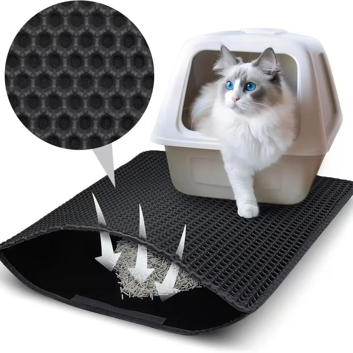 Bandeja de arena para gatos de doble capa, tamaño Extra grande, Control de arena, antideslizante, impermeable, ecológica, accesorio para gatitos