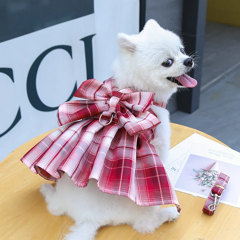 Falda con correa para el pecho para mascotas, Chaleco de perro y gato, ropa de peluche, Collar con lazo, accesorios bonitos para mascotas, falda de princesa - imagen 4