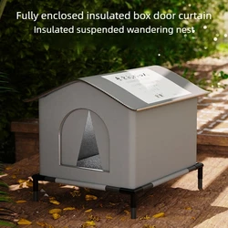 Casa exterior impermeable para gatos aislada cerrada con cortina
