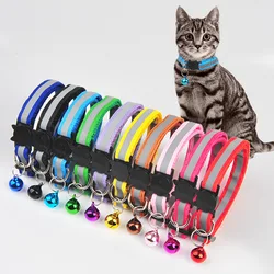 Collar reflectante para gatos, anillo para el cuello, campana, suministros para mascotas, Collar reflectante ajustable elástico de seguridad, productos para mascotas