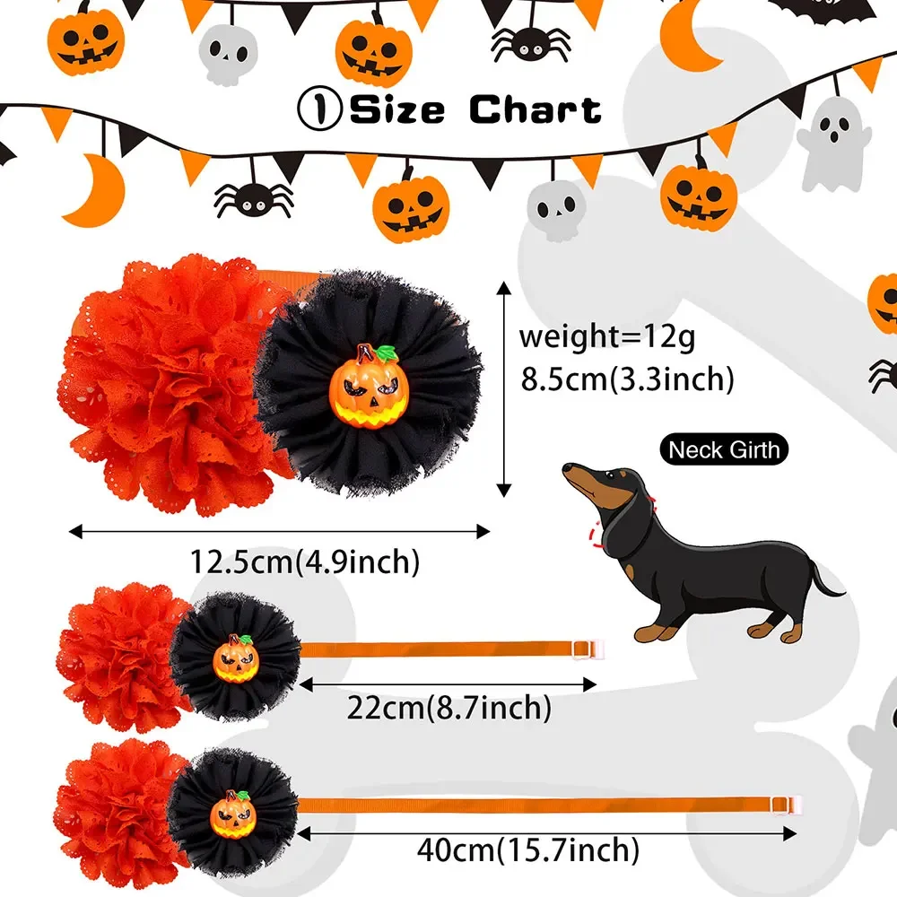 50 Uds. Pajarita para perro de Halloween, calabaza, fantasma, calavera, perro pequeño, pajarita para gato, Collar para perros, mascotas, suministros de aseo, accesorios para perros - imagen 3