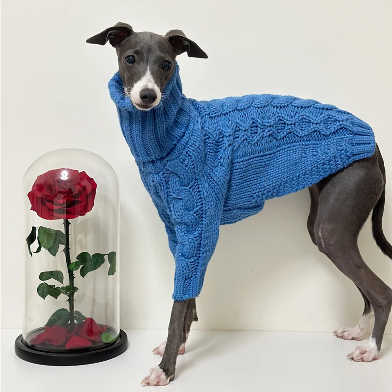 Suéter grueso cálido de invierno para mascotas, ropa elegante de cuello alto para galgo italiano, ropa Whippet