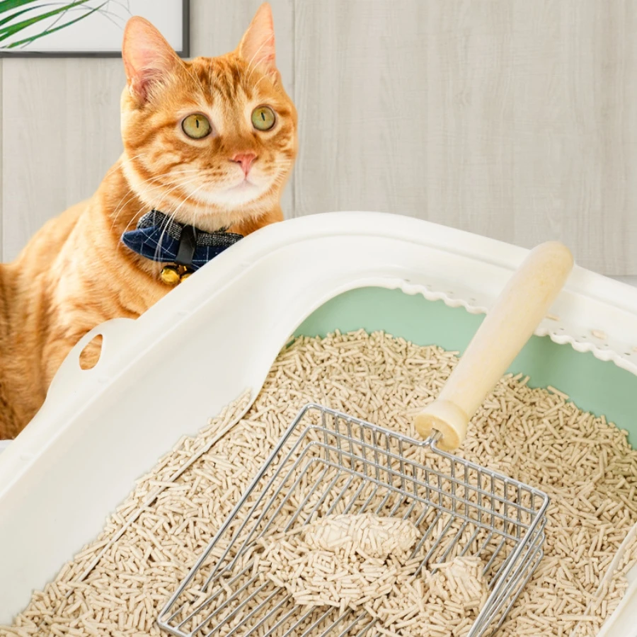 Pala para excrementos de gato, mango de madera de acero inoxidable de calidad, no fácil de oxidar, duradera y lavable - imagen 4