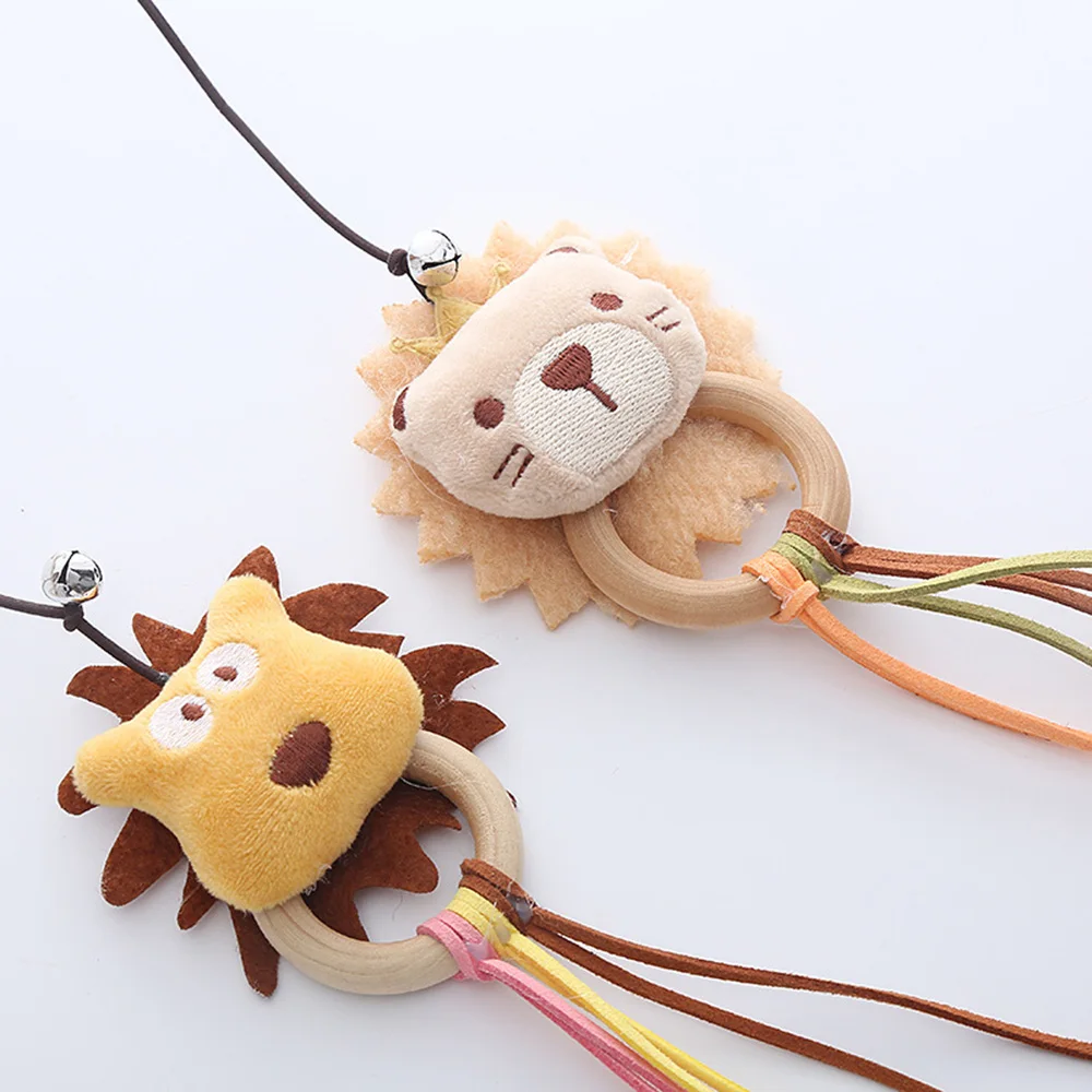 Juguete de varita Teaser para gatos: diseño de perro y León de peluche, juguete interactivo con mango de madera para gatos, - imagen 5