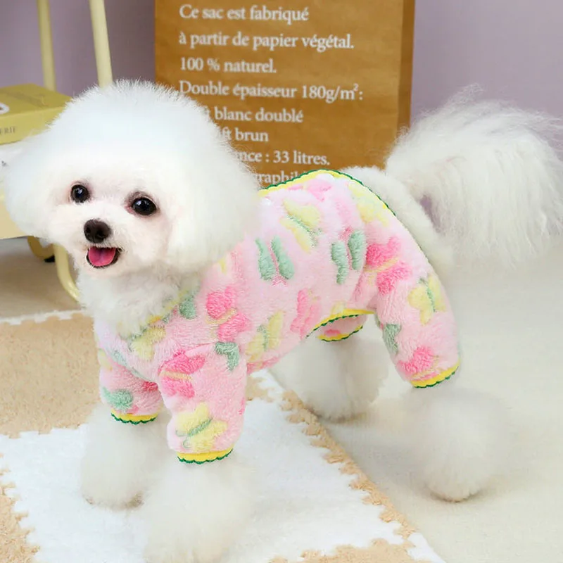 Ropa para perros, disfraz de invierno de lana azul y rosa para perro, mono, pijama, traje, monos para cachorros de perro salchicha, mono todo en uno - imagen 4