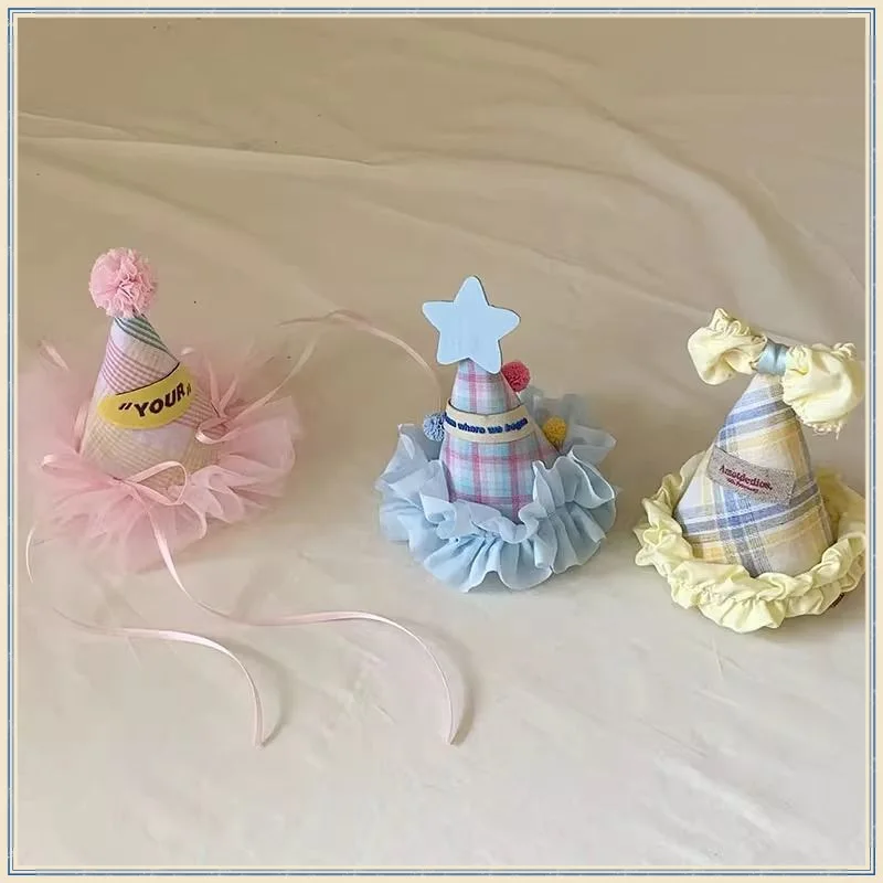 Sombrero de cumpleaños para mascotas, tocado, Clip para el pelo, sombrero de malla para perro, accesorios para fotos de fiesta, accesorios para el cabello, sombrero para perros pequeños y cachorros - imagen 4