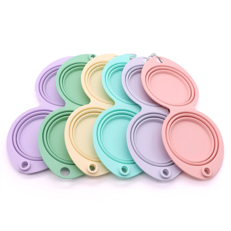 Cuenco plegable de silicona para mascotas, cuencos para perros, contenedor de comida portátil, cuenco de viaje para mascotas, contenedor de comida portátil para cachorros, alimentador