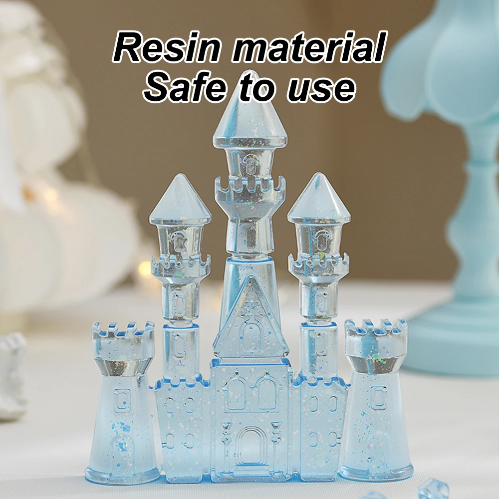 Adorno de acuario de castillo de cristal de imitación, decoración de pecera estilo cuento de hadas con luz brillante para decoración de acuario - imagen 2