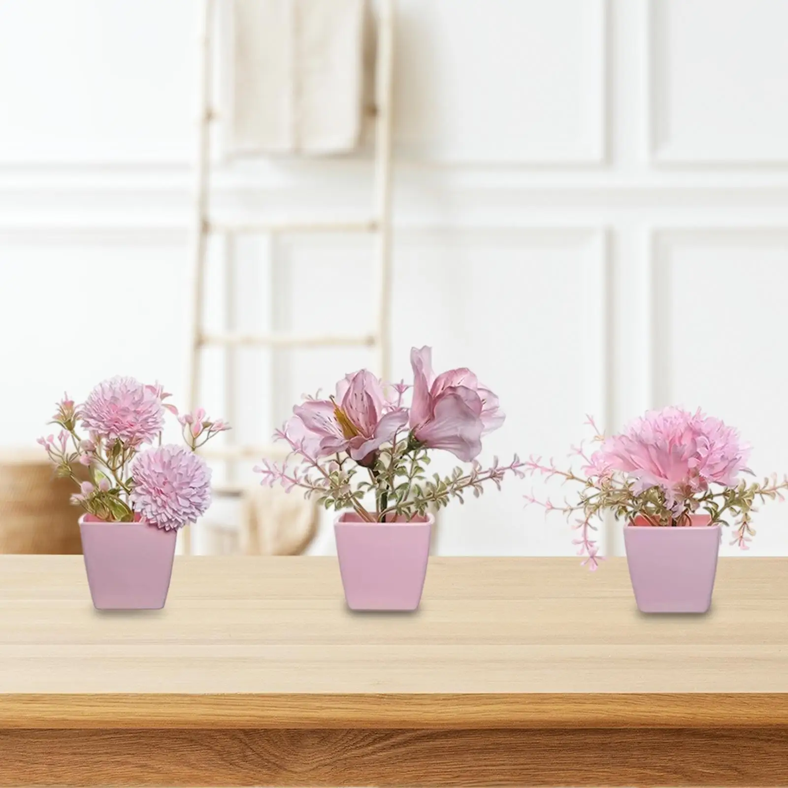 3 uds flores falsas en maceta accesorios para fotos plantas falsas flores artificiales decoración de escritorio para mesa casa estantería sala de estar - imagen 3