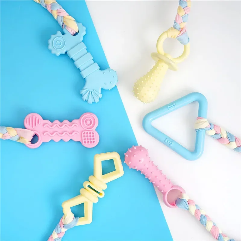 Juguete para masticar para perros pequeños, nudo TPR resistente a mordeduras, limpieza de dientes molares, accesorio de entrenamiento interactivo para mascotas - imagen 4