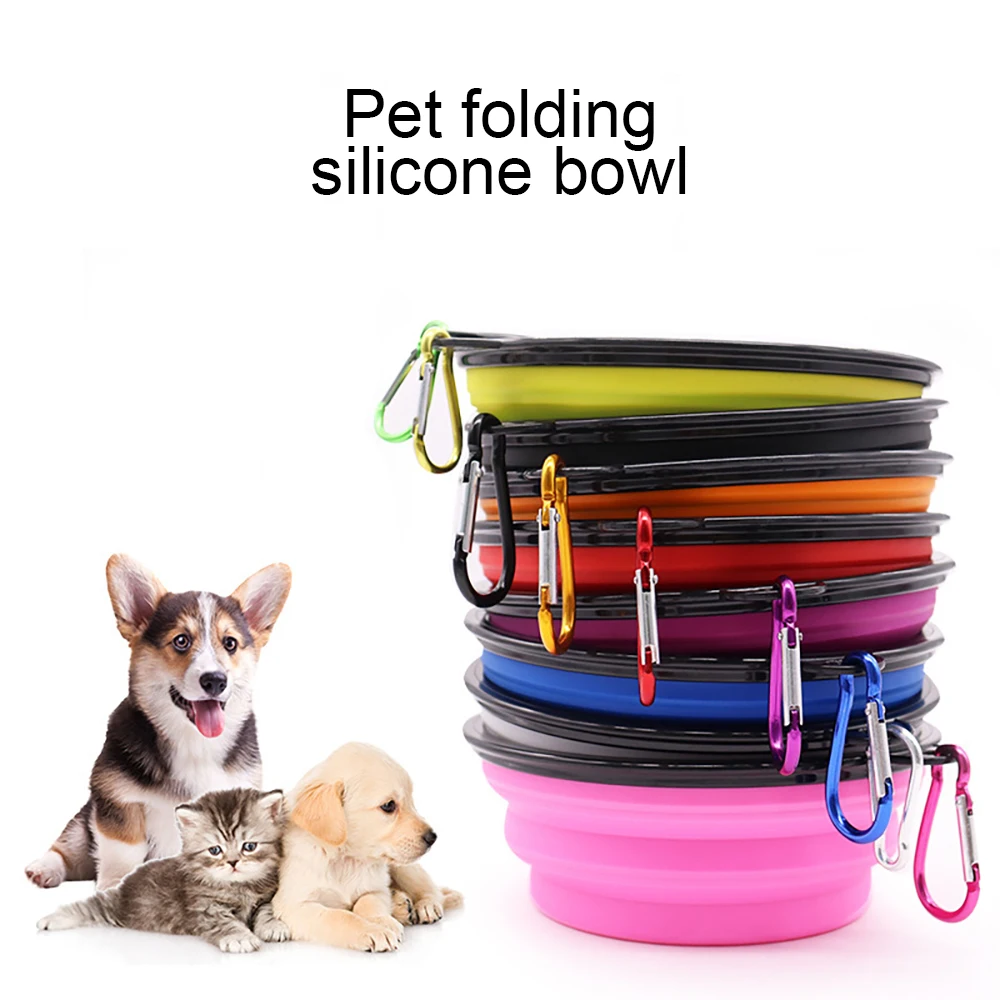 Cuenco plegable portátil para mascotas, comederos de silicona para perros con gancho colgante, cuenco para perros y gatos, artículos para mascotas, cuenco de comida para perros, Mascotas - imagen 2