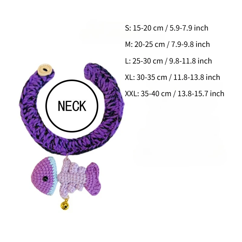 Collar de gato hecho a mano, colgante de murciélago de pescado de ganchillo, bufanda de punto púrpura para perros, Halloween - imagen 2