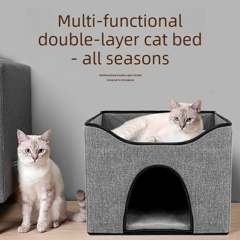 Cama multifuncional para gato con rascador de sisal y cueva plegable - imagen 4