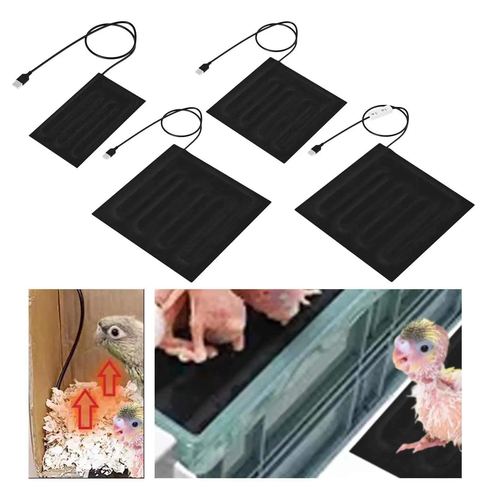 Almohadilla calefactora para reptiles, calentador multiusos, cojín calefactor USB, estera calefactora para terrario, almohadilla térmica para tanque para angustico, pájaro, Gecko, serpiente - imagen 3