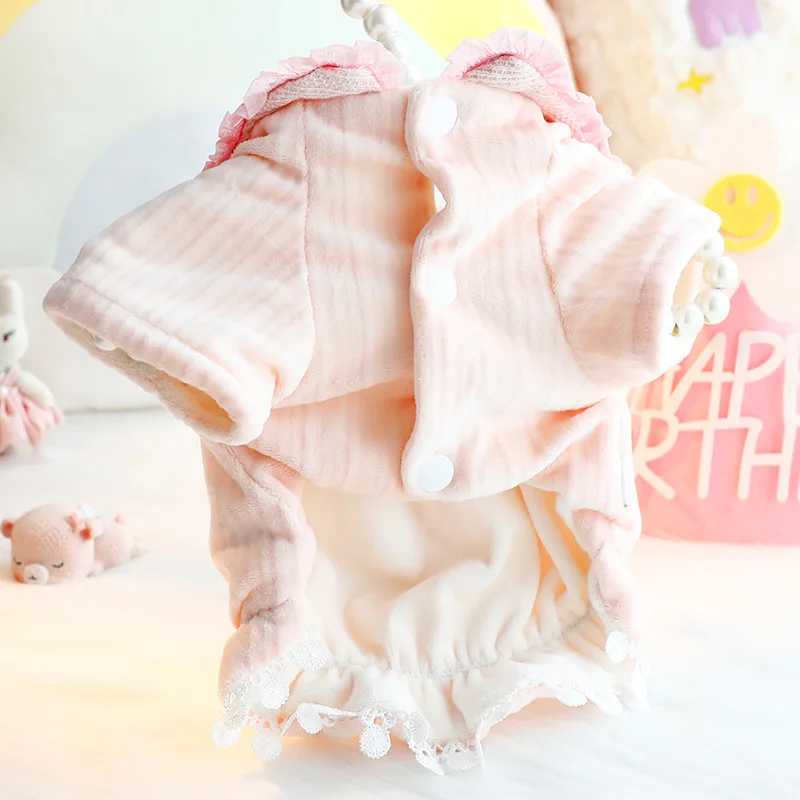 Abrigo de invierno para perros, ropa de algodón con diseño de fresa dulce, vestido de princesa para perros pequeños, peluche cálido para exteriores, Appare Bichon Chihuahua - imagen 4