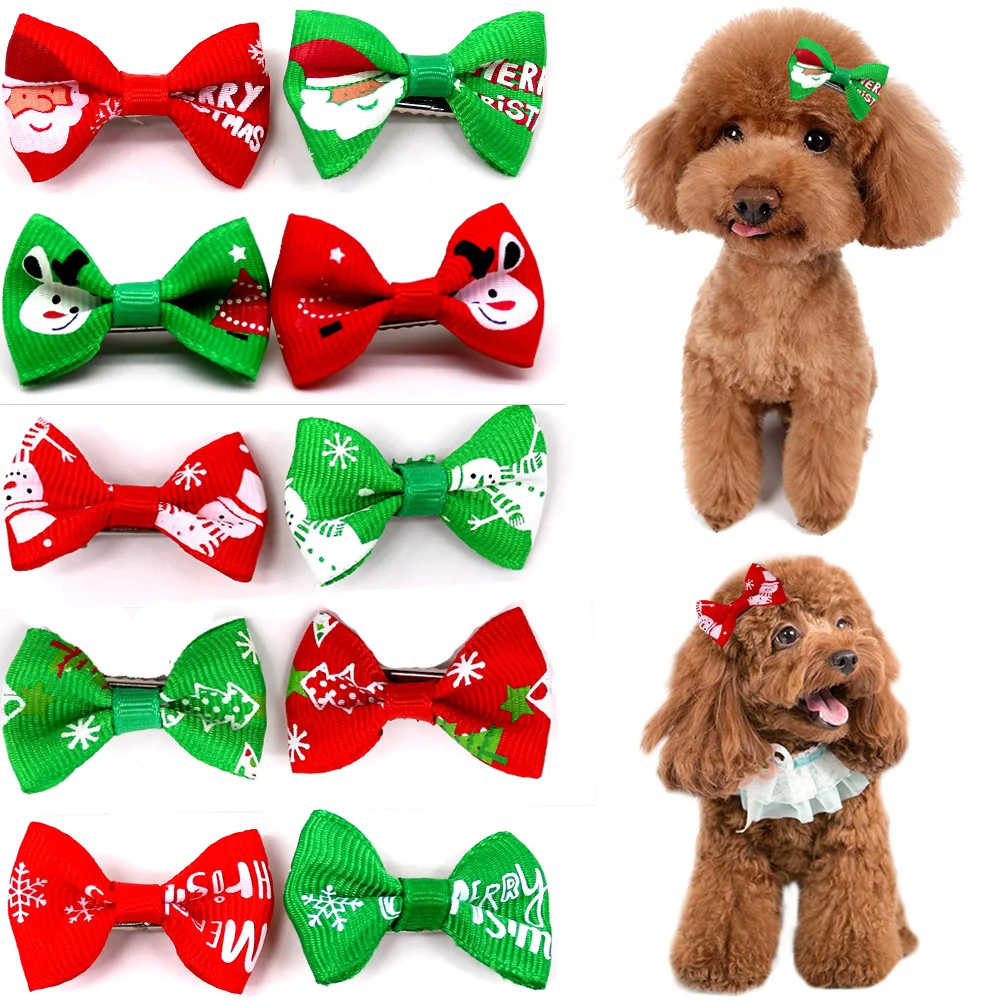 Pinzas para el pelo para perros y gatos, horquilla hecha a mano para cachorros, pinzas para el pelo para gatos, accesorios para el cabello con lazo para mascotas, colores mezclados 10/20/50 piezas - imagen 2