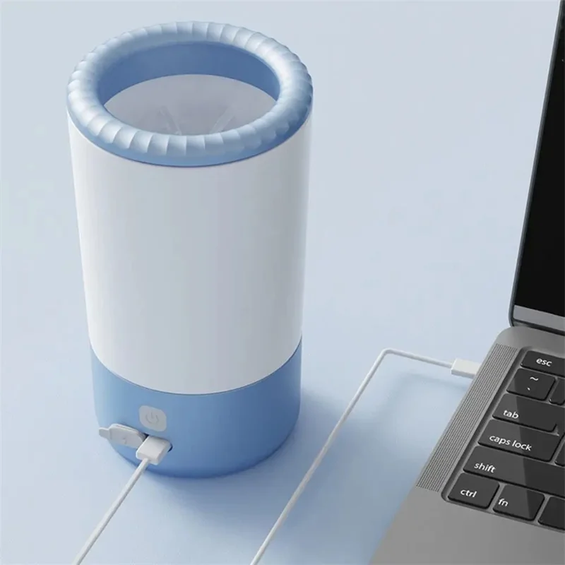Máquina limpiadora de patas para mascotas automática, taza lavadora portátil para perros y gatos con cepillo de silicona suave, recargable por USB-C, resistente al agua - imagen 5