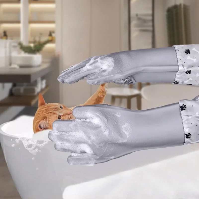 Guantes más gruesos para el cuidado de mascotas, guante de limpieza para baño de perros y gatos, champú, depurador, guante de depilación de silicona suave, accesorios para mascotas - imagen 5