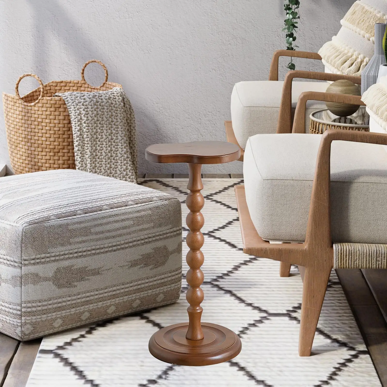 Wooden Side Table Modern Accent Entryway NightStand with Pedestal Leg Drink Table for Housewarming Indoor Outdoor Balcony Snack - imagen 4